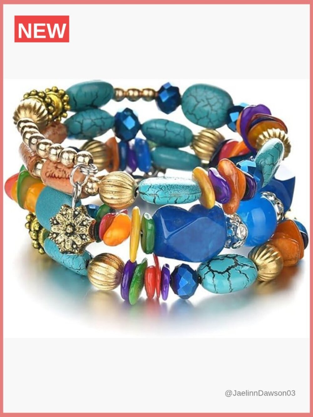 Boho Multilayer Agate Beads Charm Bracelet Bangle